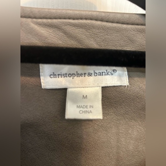 Christopher & Banks Taupe Faux Leather Jacket Size Medium - Picture 3 of 8